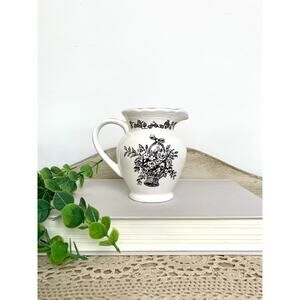 Vintage Black Transferware Creamer Vase New England Toile Farmhouse Whimsigoth